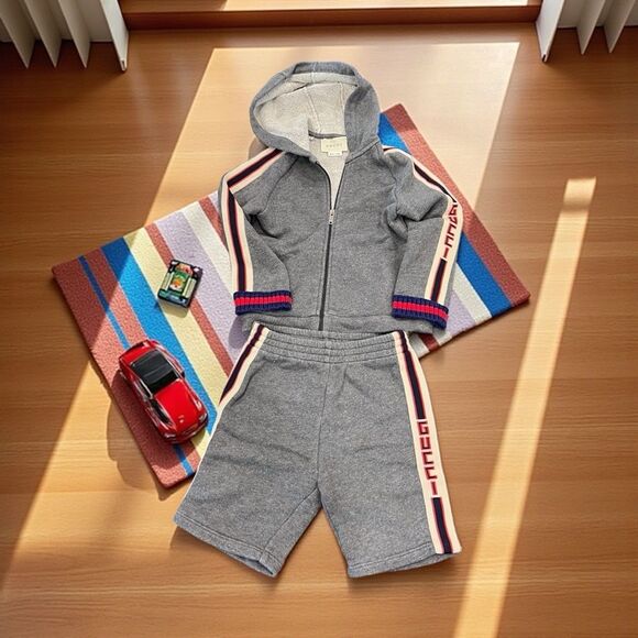 Gucci Kids Gray Sweatpants & Hoodie Set - Picture 2 of 4